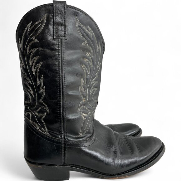 Laredo Black Leather Western Cowboy Cowgirl Boots Women's 10 M - Picture 2 of 10